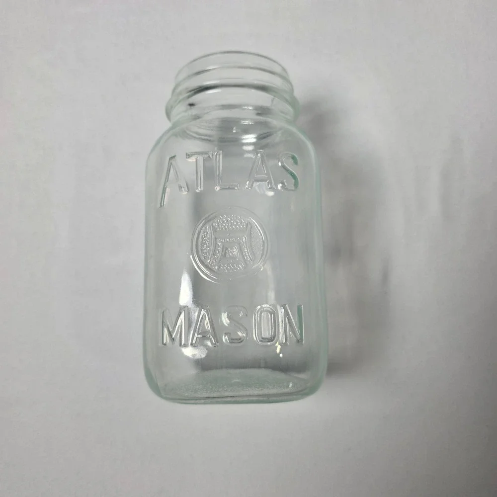 Atlas Mason Quart‎ Jar Square Shoulder Vintage Hazel Atlas Logo V K 2-111 1950's